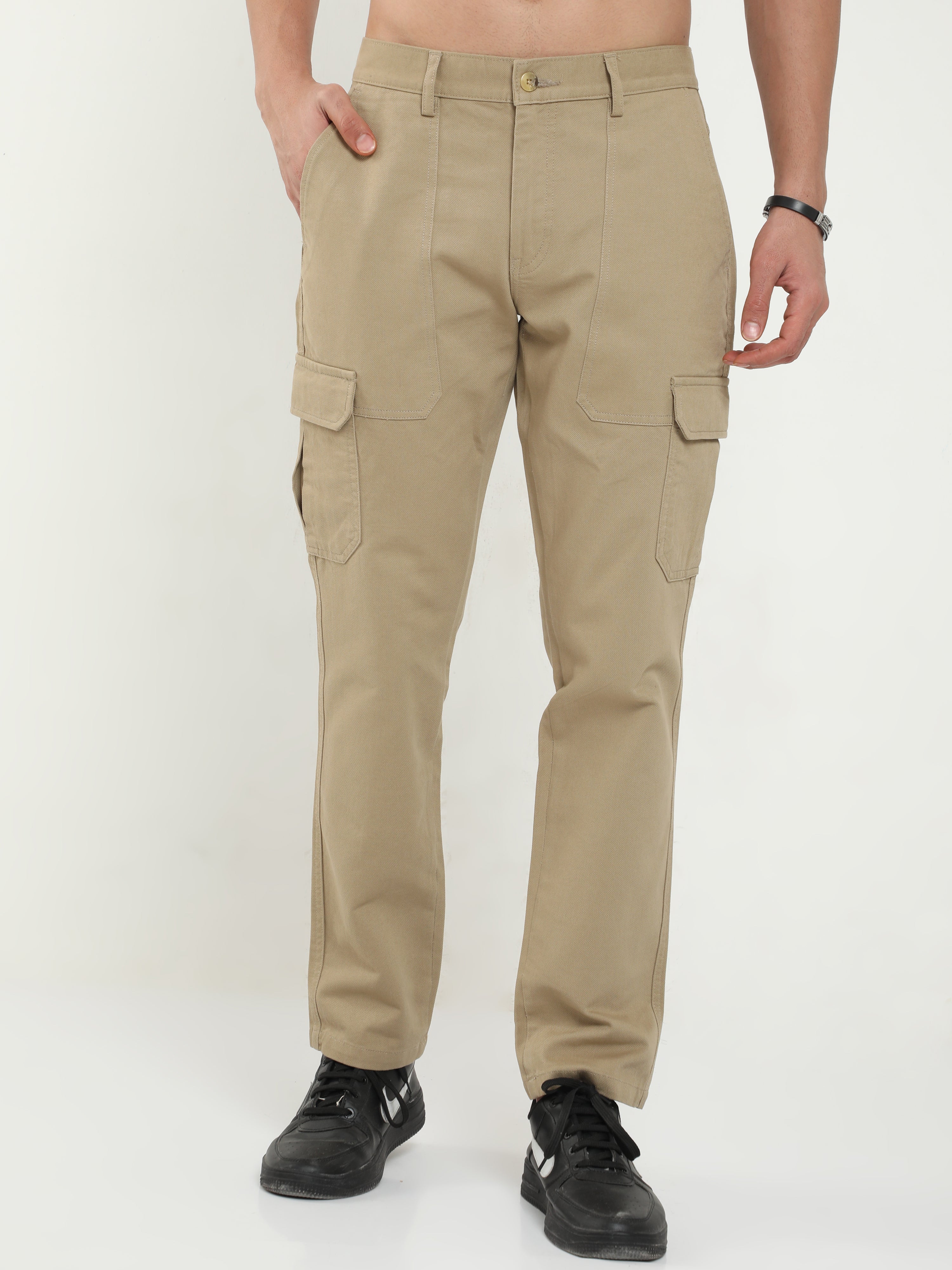 Buy t-base Men's Brown Regular Fit Cargo Pants for Men Online India